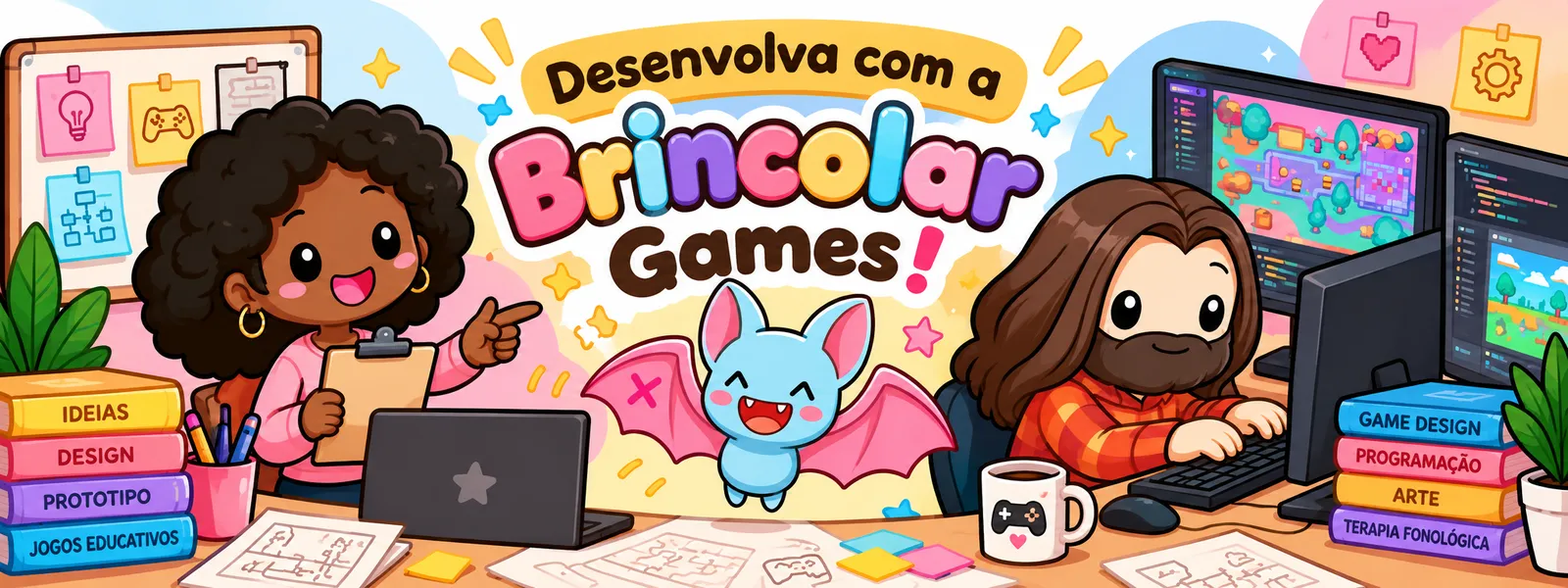 Desenvolva com a Brincolar Games: Dálete e Gabura criando jogos
